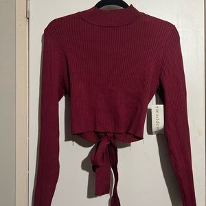 NWT Madden Girl Crop Long Sleeve Top XL Wine color